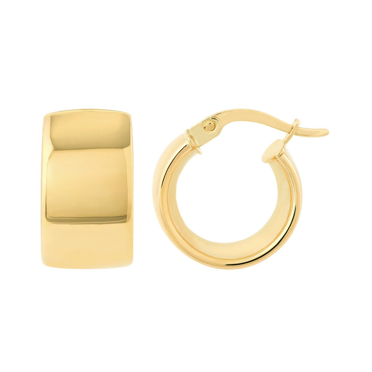 14k Gold Round Hoop Earrings 14K Yellow Gold Round Hoop Polished
