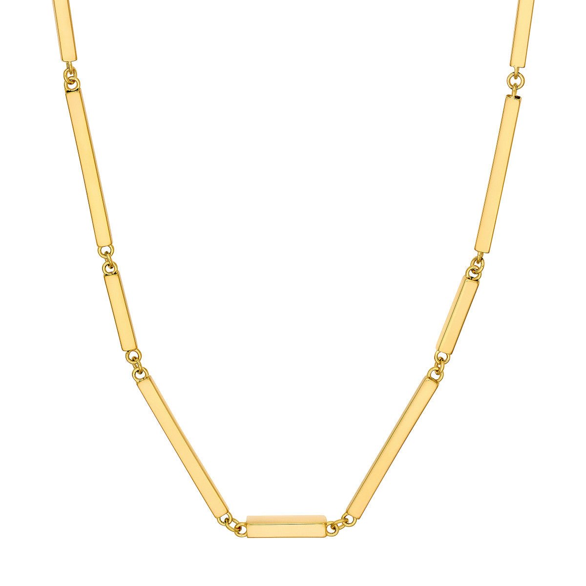 Birmingham Jewelry - 14K Yellow Gold Alternating Long and Short Bar Station Adjustable Chain - Birmingham Jewelry