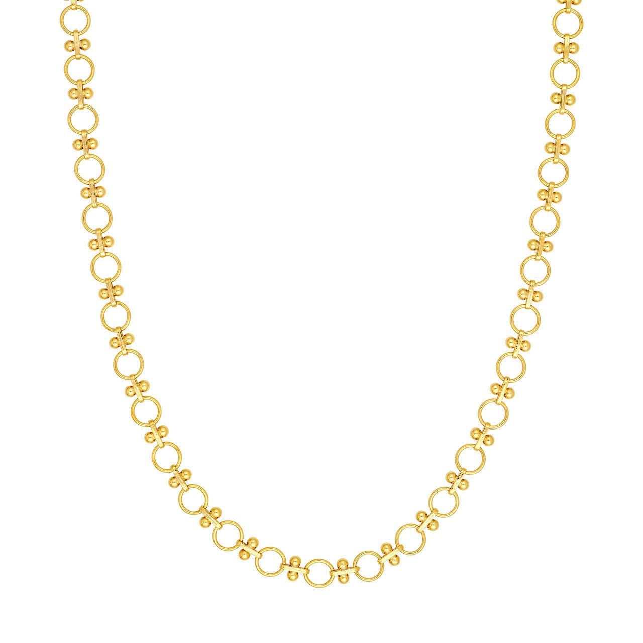 Birmingham Jewelry - 14K Yellow Gold Alternating Round Link and Beaded Bar Necklace - Birmingham Jewelry