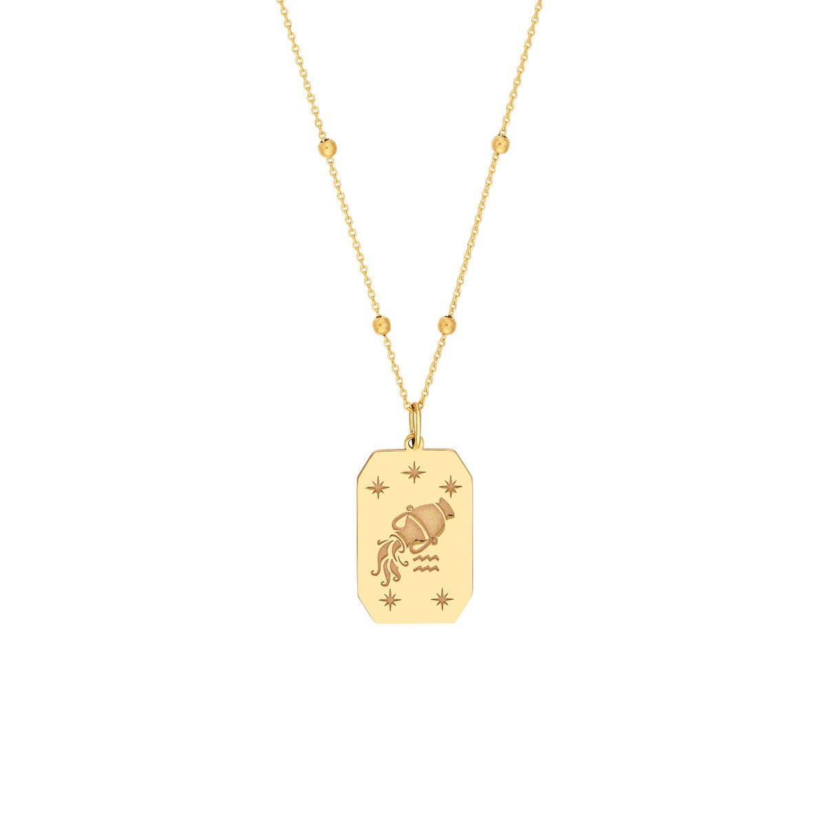 Birmingham Jewelry - 14K Yellow Gold Aquarius Engraved Pendant - Birmingham Jewelry