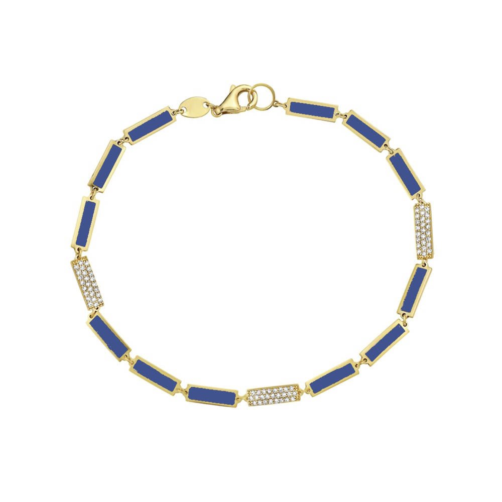 Birmingham Jewelry - 14K Yellow Gold Bar Bracelet - Diamond (Lapis) - Birmingham Jewelry