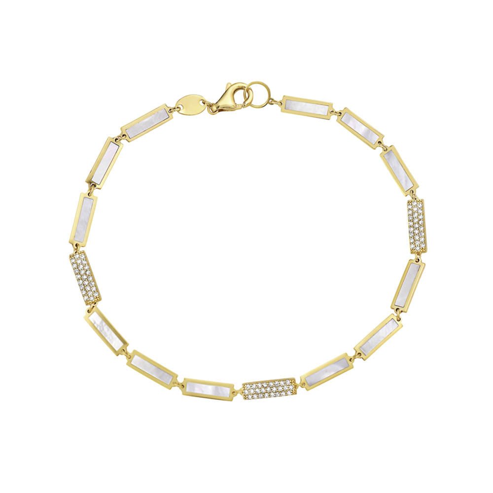 Birmingham Jewelry - 14K Yellow Gold Bar Bracelet - Diamond (MOP) - Birmingham Jewelry