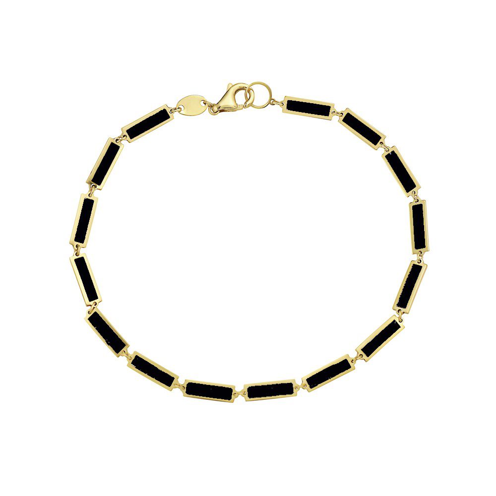 Birmingham Jewelry - 14K Yellow Gold Bar Bracelet (Onyx) - Birmingham Jewelry