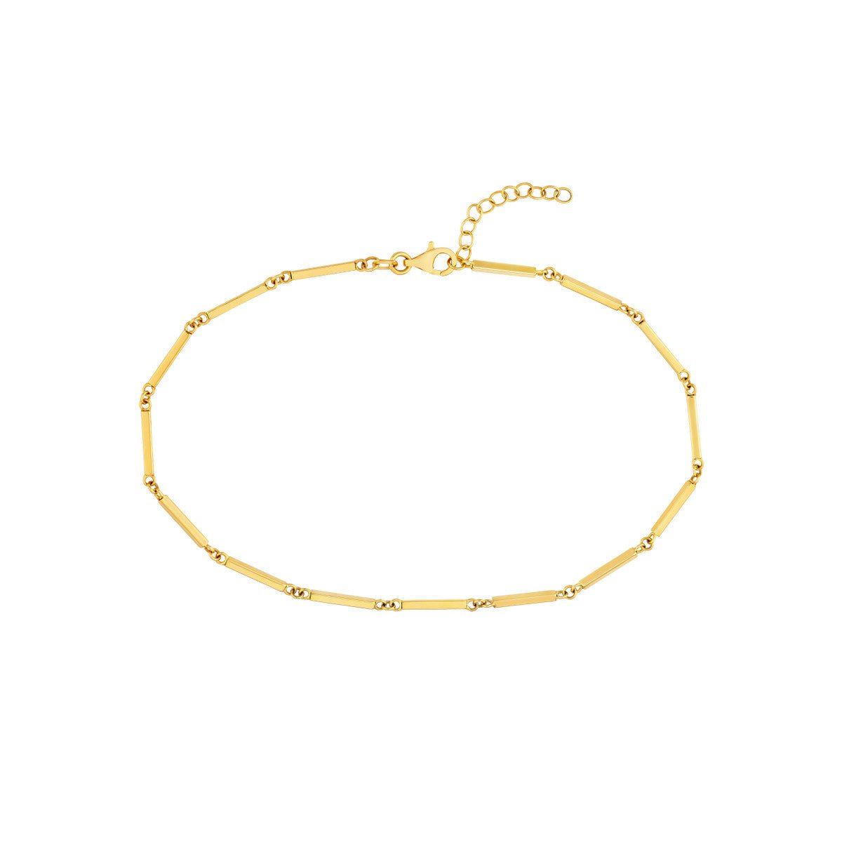Birmingham Jewelry - 14K Yellow Gold Bar Station Adjustable Anklet - Birmingham Jewelry