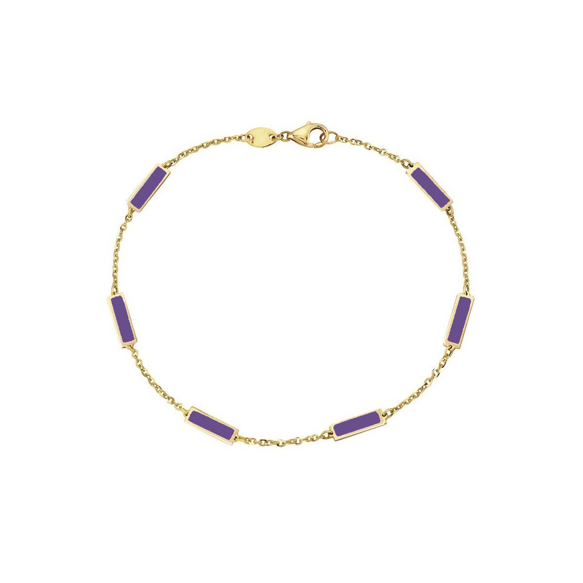 Birmingham Jewelry - 14K Yellow Gold Bar Station Bracelet (Amethyst) - Birmingham Jewelry