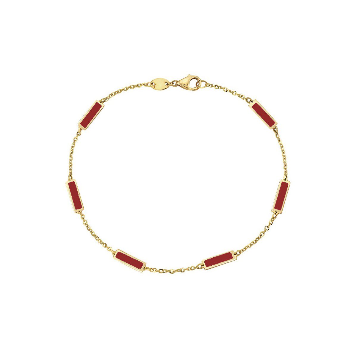 Birmingham Jewelry - 14K Yellow Gold Bar Station Bracelet (Coral) - Birmingham Jewelry