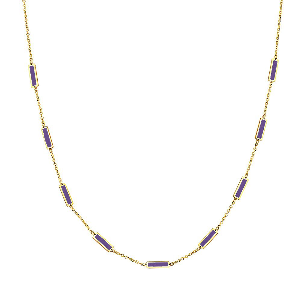 Birmingham Jewelry - 14K Yellow Gold Bar Station Necklace (Amethyst) - Birmingham Jewelry