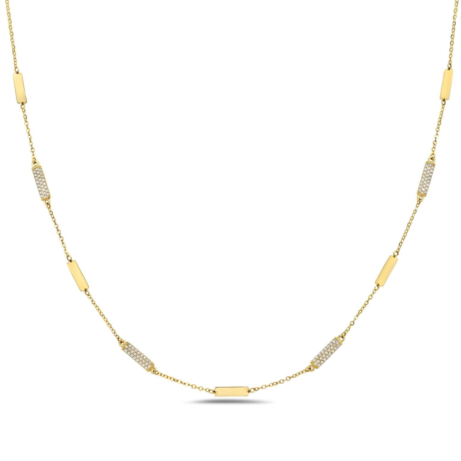 Birmingham Jewelry - 14K Yellow Gold Bar Station Necklace - Diamond (Gold) - Birmingham Jewelry