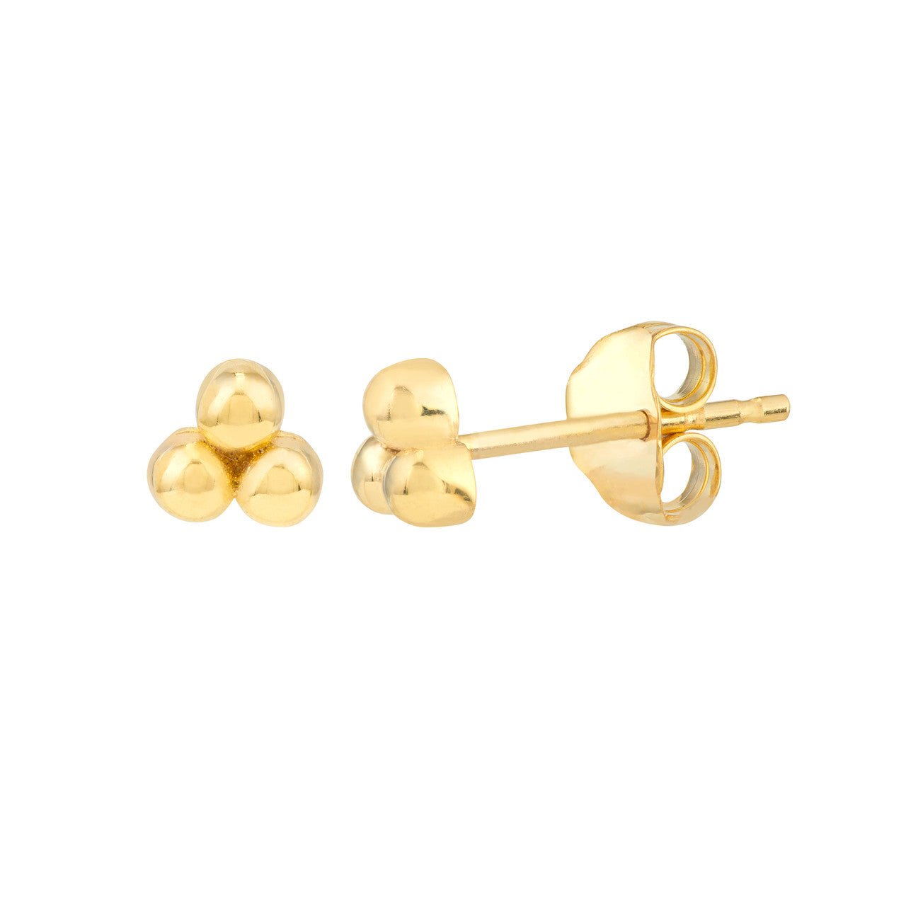 Birmingham Jewelry - 14K Yellow Gold Bead Trinity Stud Earrings - Birmingham Jewelry