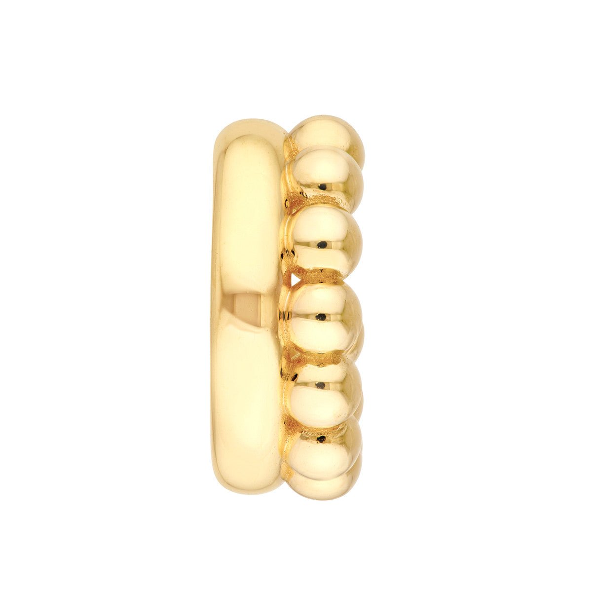 Birmingham Jewelry - 14K Yellow Gold Beaded and Polished Open Hoop Earrings - Birmingham Jewelry