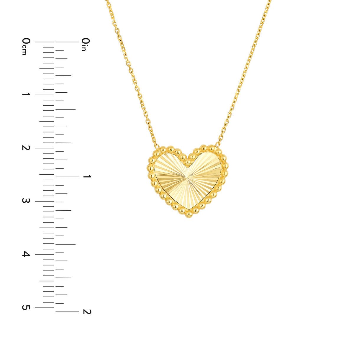 Birmingham Jewelry - 14K Yellow Gold Beaded Border Radiant Heart Necklace - Birmingham Jewelry