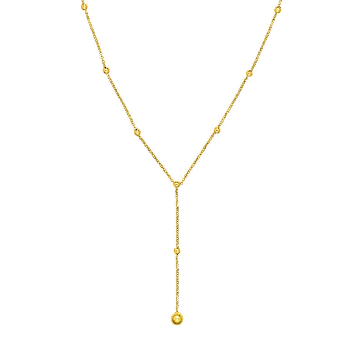 Birmingham Jewelry - 14K Yellow Gold Beaded Chain Lariat Necklace - Birmingham Jewelry