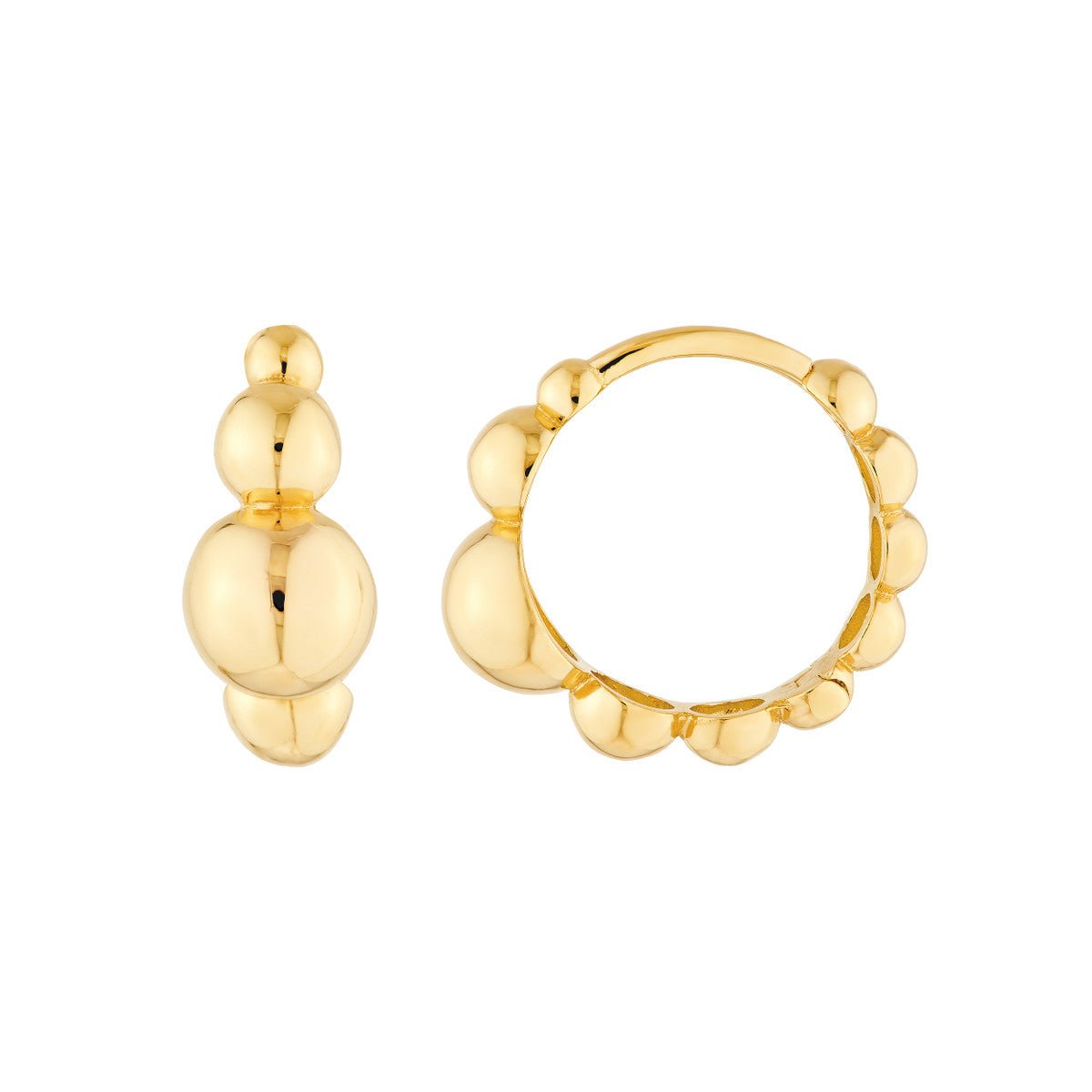 Birmingham Jewelry - 14K Yellow Gold Beaded Round Hoop Earrings - Birmingham Jewelry