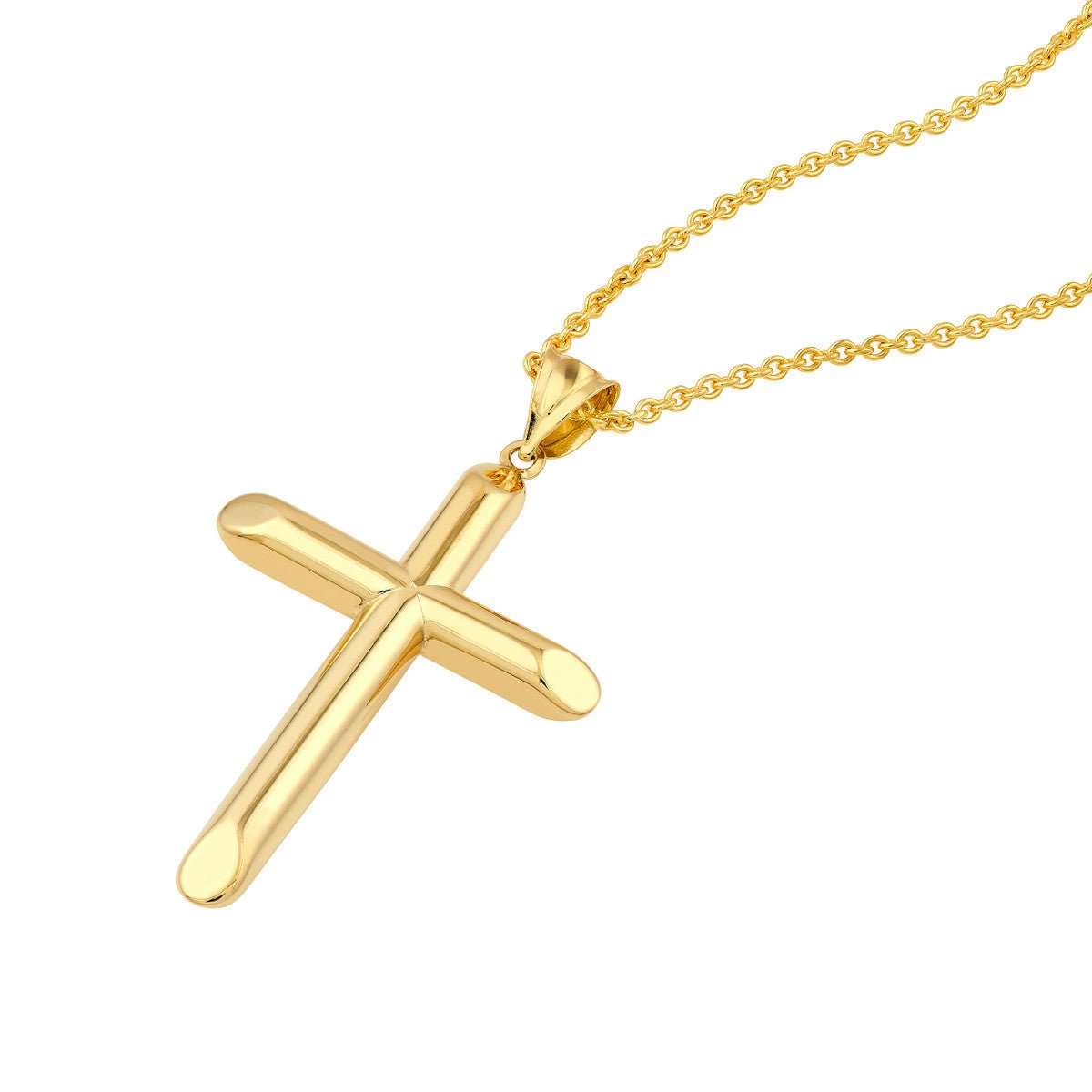 Birmingham Jewelry - 14K Yellow Gold Beveled Edge Cross Pendant - Birmingham Jewelry