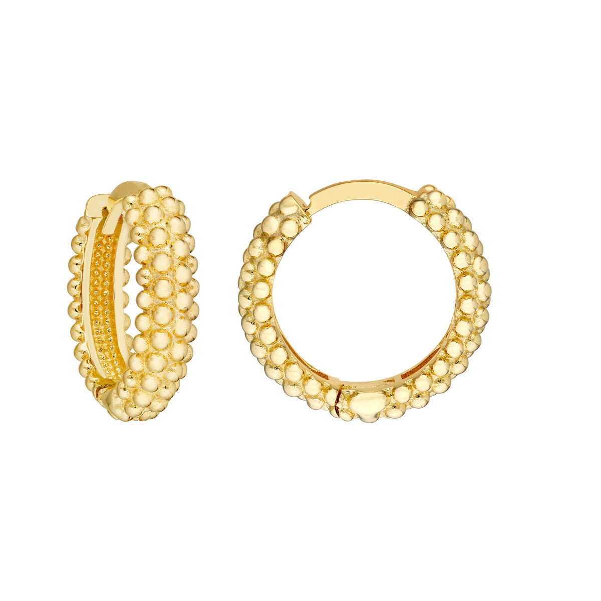 Birmingham Jewelry - 14K Yellow Gold Bobble Textured Round Hoop Earrings - Birmingham Jewelry