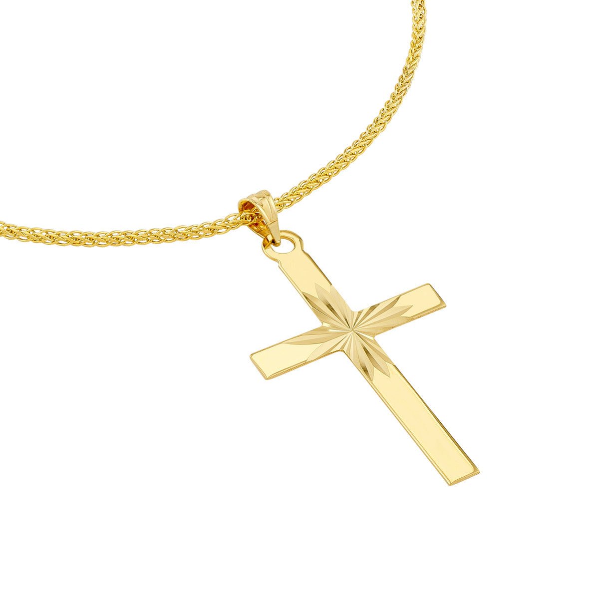 14K Yellow Gold Diamond Cut Center Cross Pendant Birmingham Jewelry Pendant Birmingham Jewelry