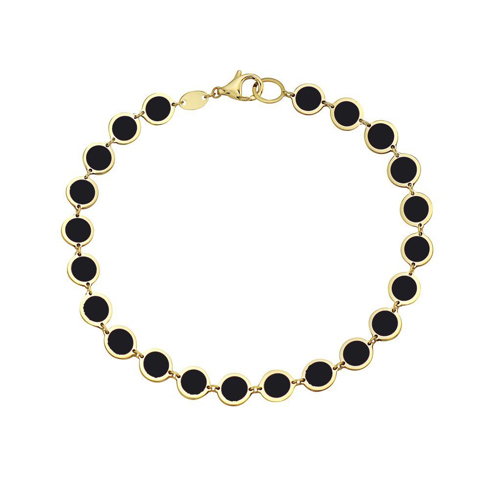 Birmingham Jewelry - 14K Yellow Gold Disc Bracelet (Onyx) - Birmingham Jewelry