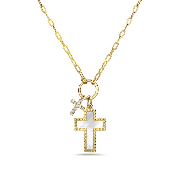 Birmingham Jewelry - 14K Yellow Gold Double Cross Necklace - Birmingham Jewelry