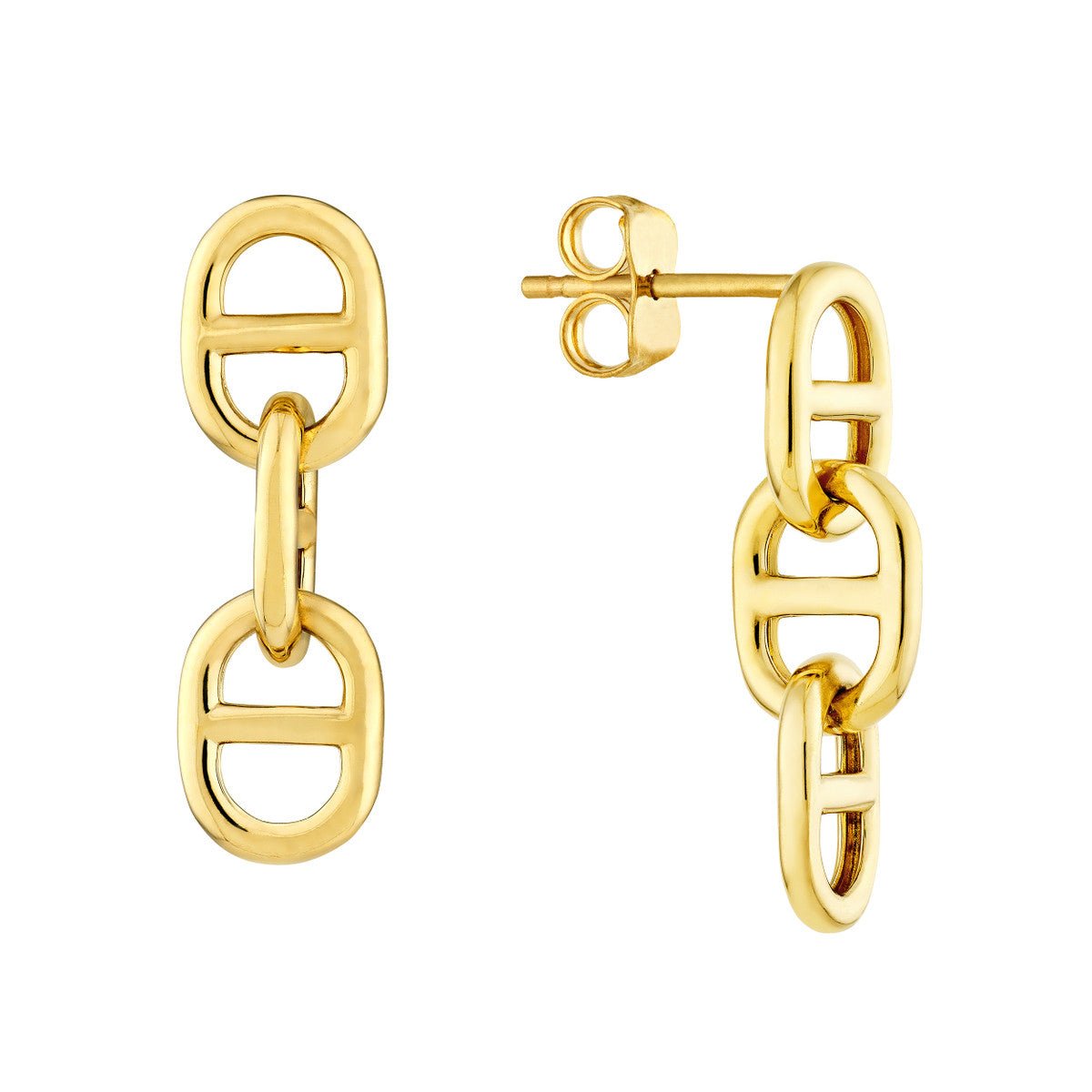 Birmingham Jewelry - 14K Yellow Gold Double Link Earrings - Birmingham Jewelry