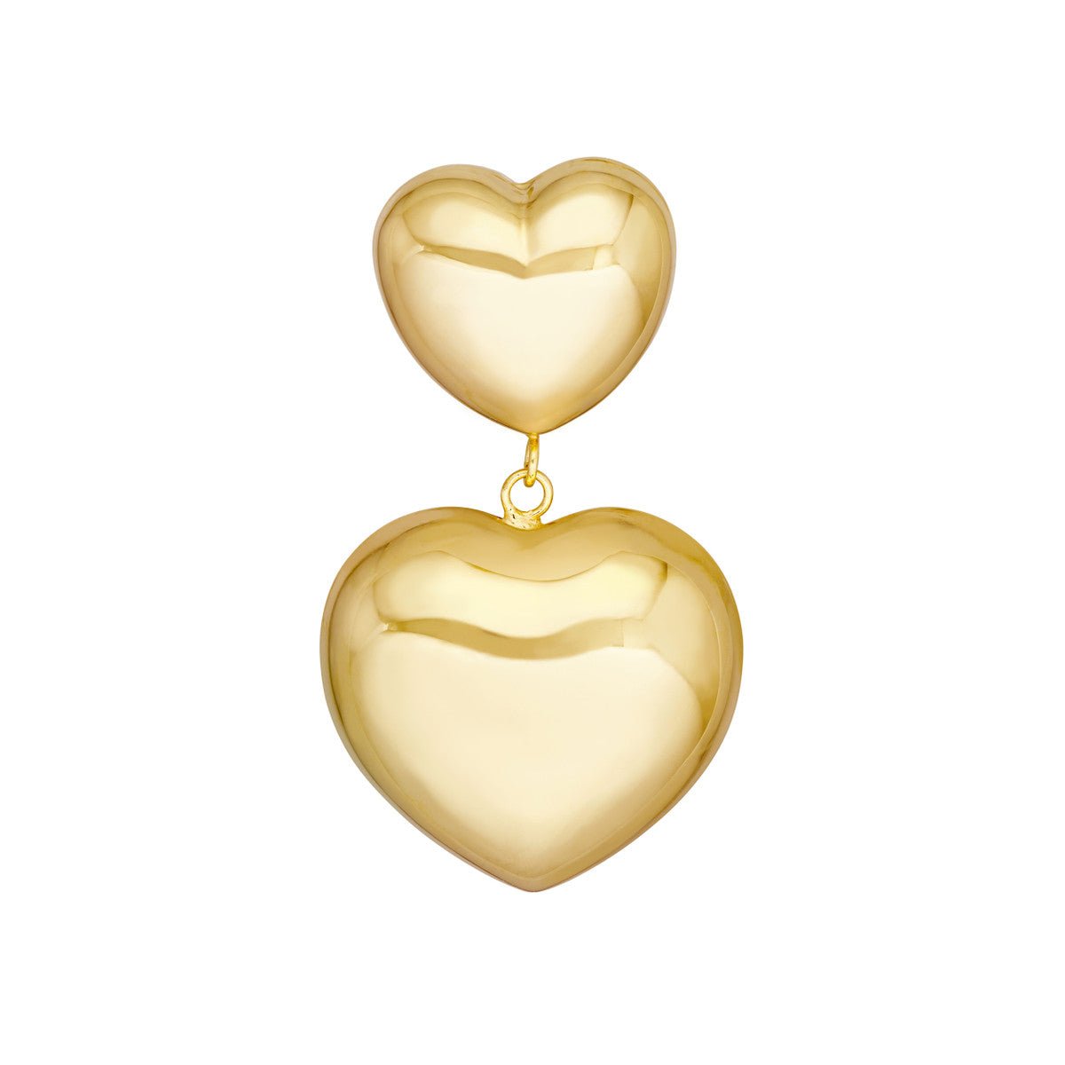 Birmingham Jewelry - 14K Yellow Gold Double Puff Heart Dangle Earrings - Birmingham Jewelry