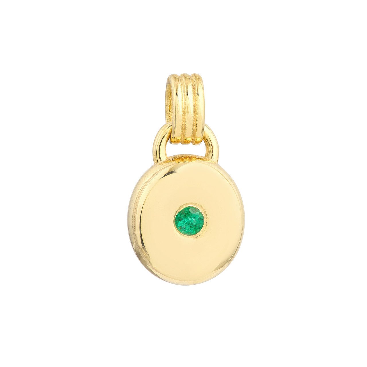 Birmingham Jewelry - 14K Yellow Gold Emerald Round Pendant - Birmingham Jewelry