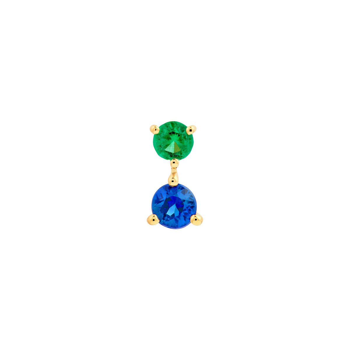 Birmingham Jewelry - 14K Yellow Gold Emerald & Sapphire Stud Earrings - Birmingham Jewelry