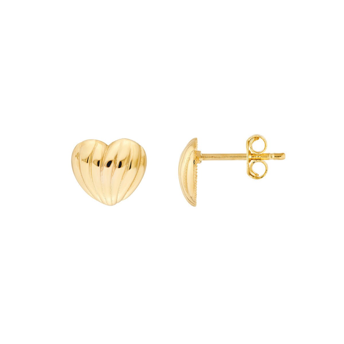 Birmingham Jewelry - 14K Yellow Gold Fluted Heart Earrings - Birmingham Jewelry