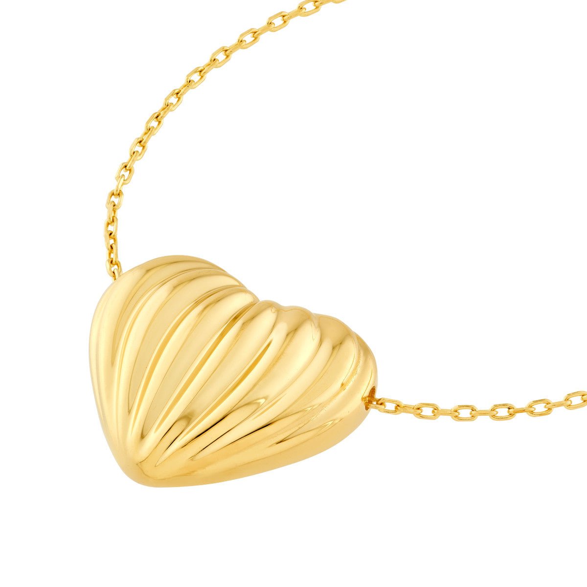 Birmingham Jewelry - 14K Yellow Gold Fluted Heart Pendant Necklace - Birmingham Jewelry