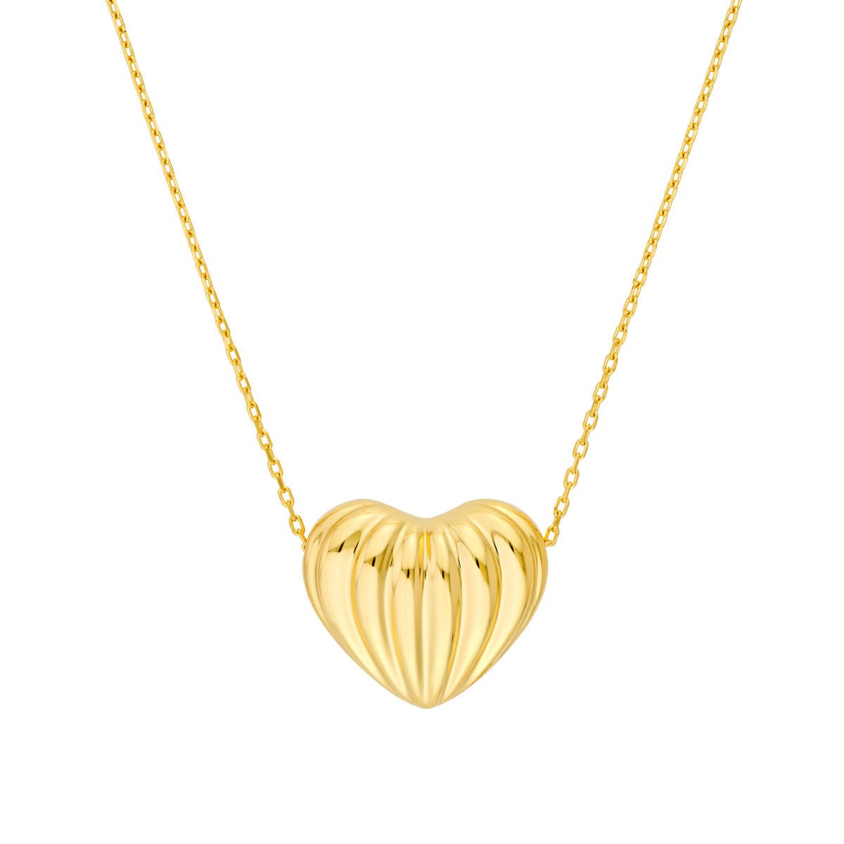 Birmingham Jewelry - 14K Yellow Gold Fluted Heart Pendant Necklace - Birmingham Jewelry