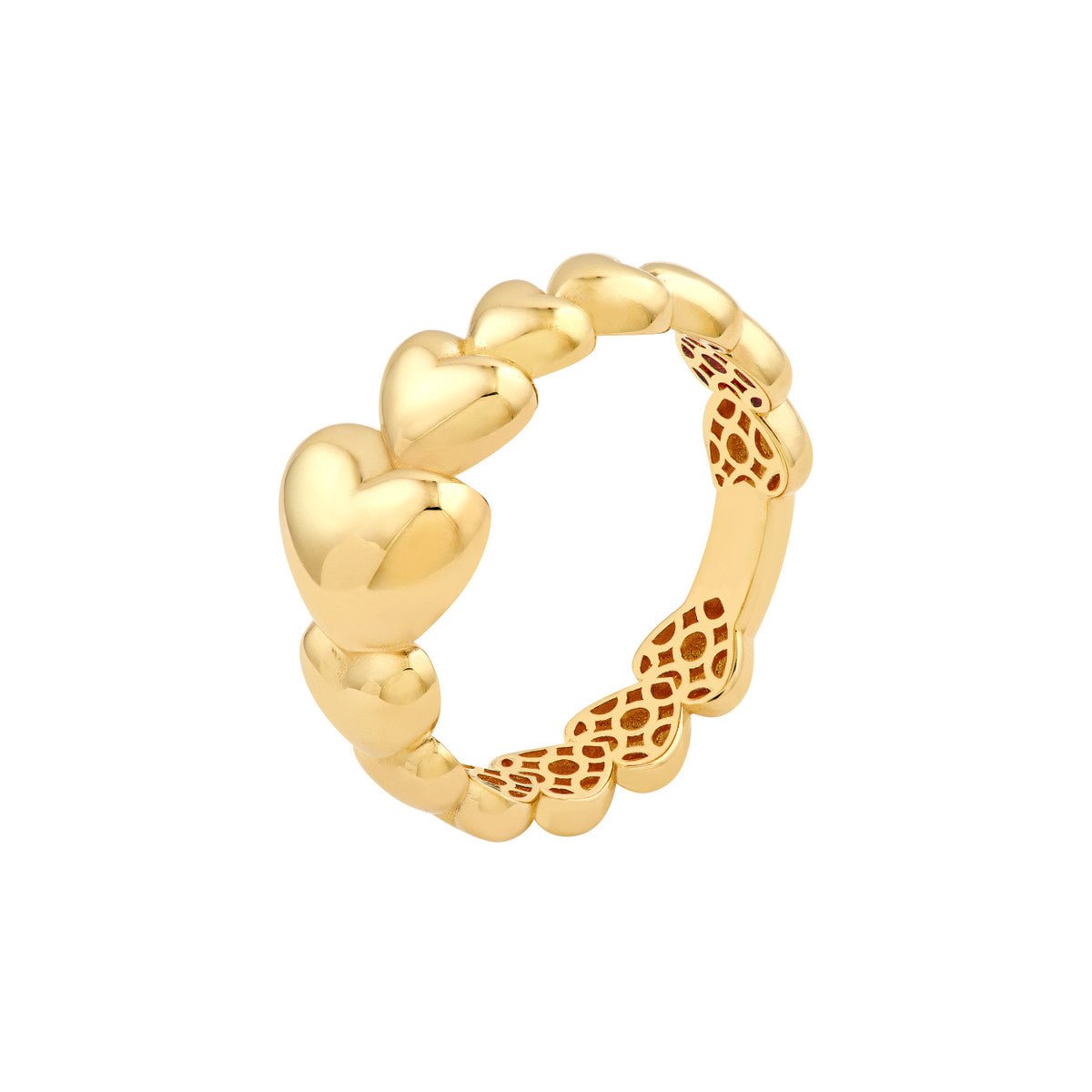 Birmingham Jewelry - 14K Yellow Gold Graduated Angled Heart Ring - Birmingham Jewelry