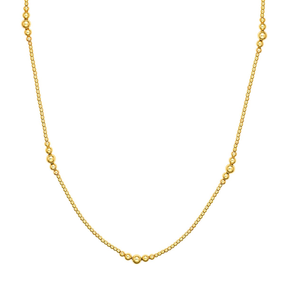 Birmingham Jewelry - 14K Yellow Gold Graduated Bead Station Necklace - Birmingham Jewelry