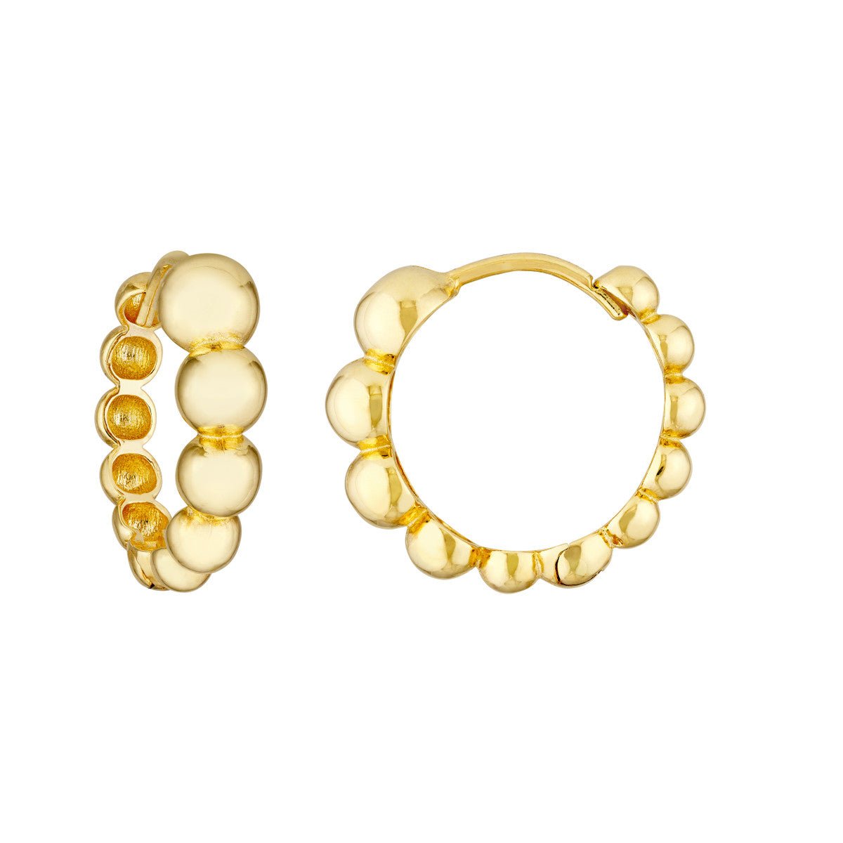 Birmingham Jewelry - 14K Yellow Gold Graduated Beaded Hoop Earrings - Birmingham Jewelry