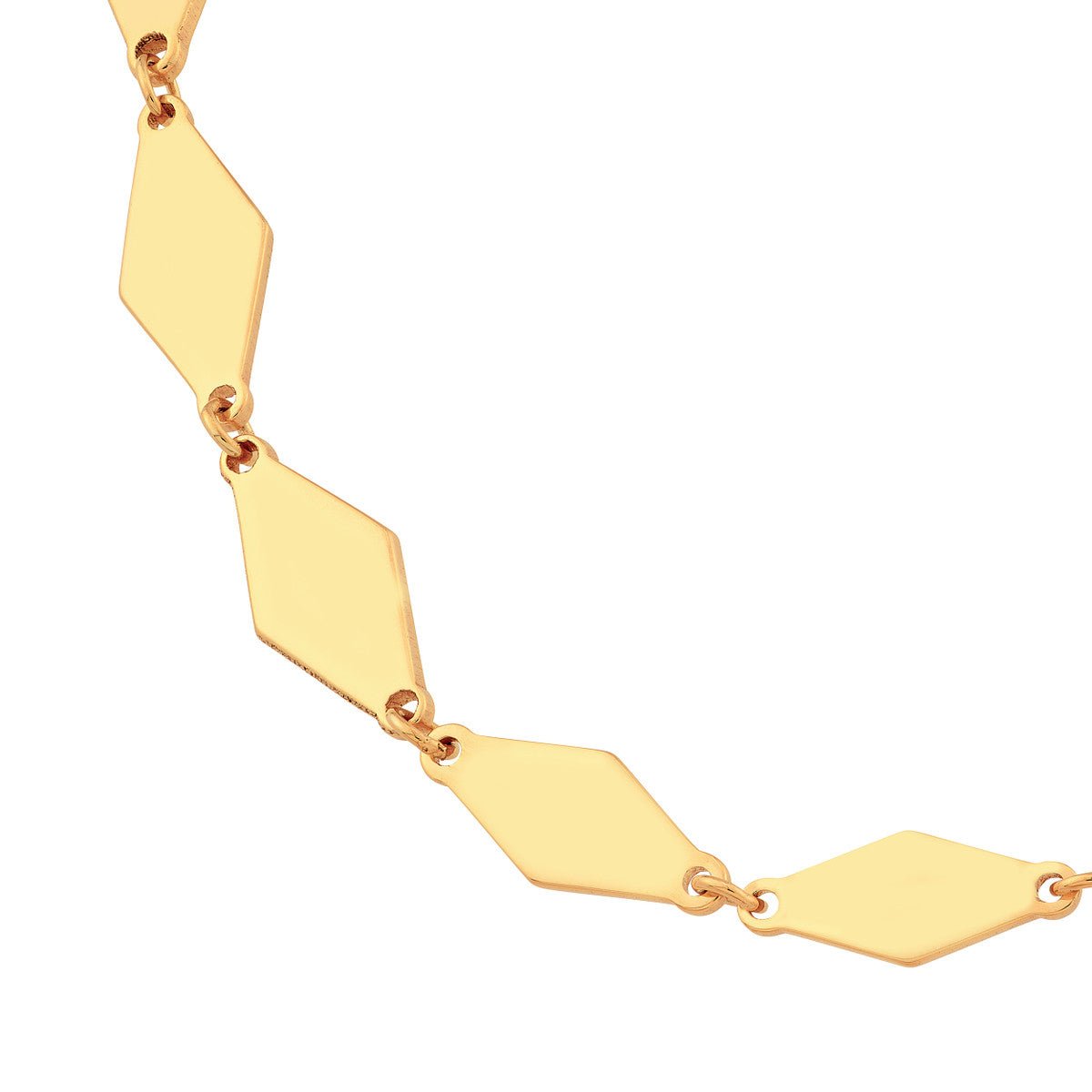 Birmingham Jewelry - 14K Yellow Gold Graduated Diamond Flat Link Necklace - Birmingham Jewelry