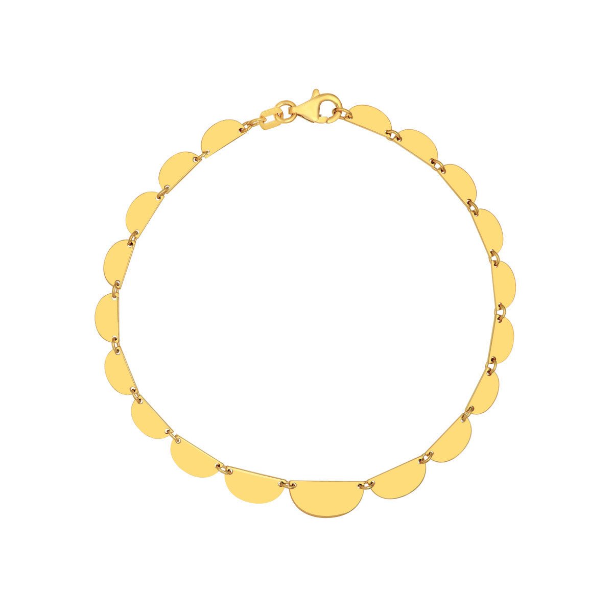 Birmingham Jewelry - 14K Yellow Gold Graduated Half Moon Link Bracelet - Birmingham Jewelry