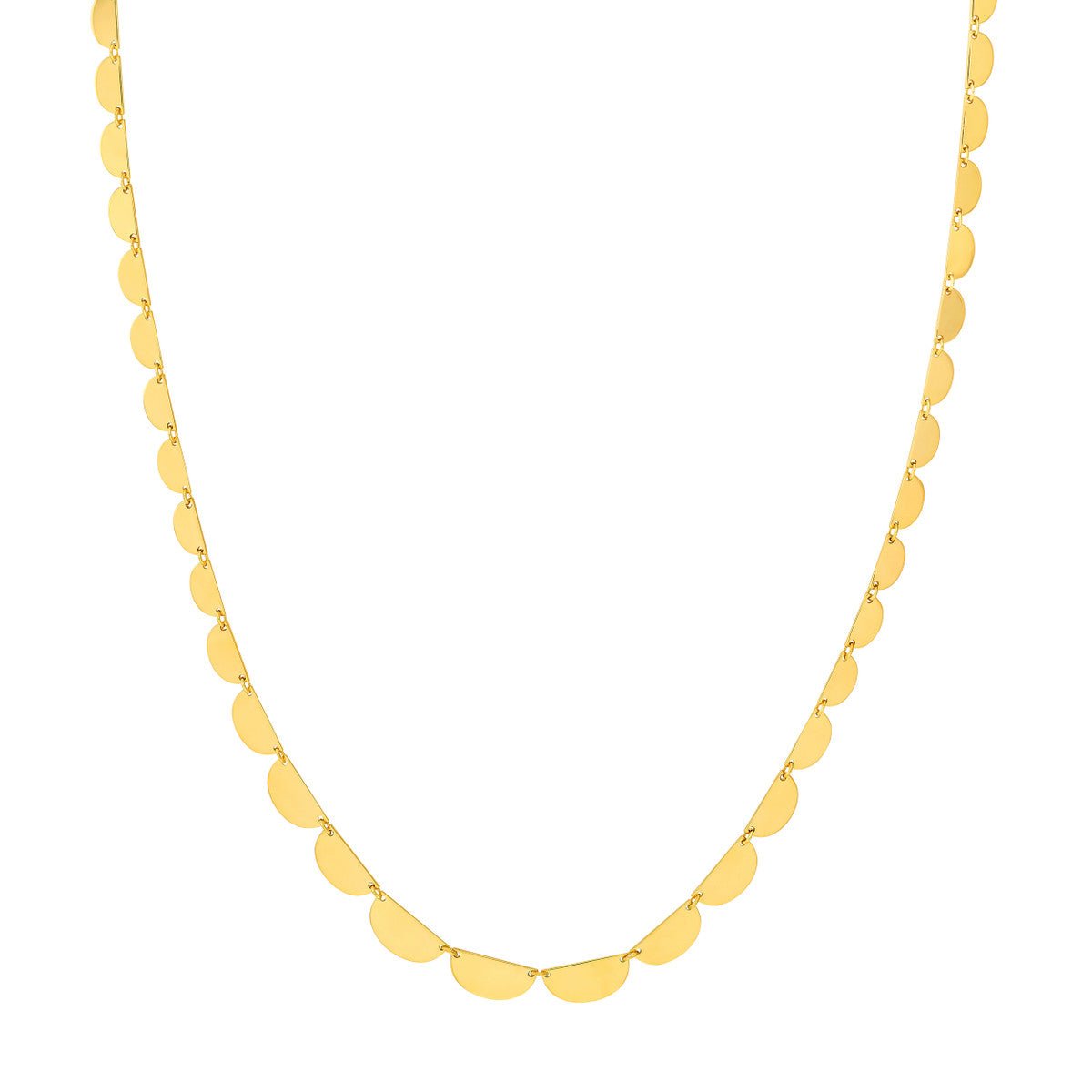 Birmingham Jewelry - 14K Yellow Gold Graduated Half Moon Link Necklace - Birmingham Jewelry