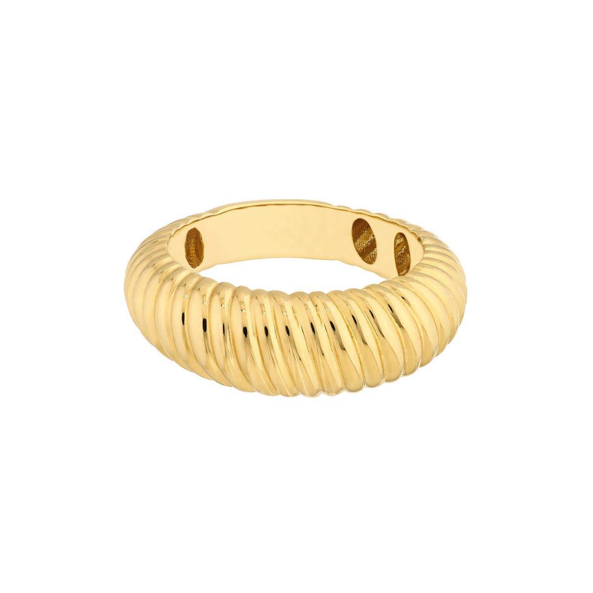 Birmingham Jewelry - 14K Yellow Gold Graduated Ribbed Polished Ring - Birmingham Jewelry