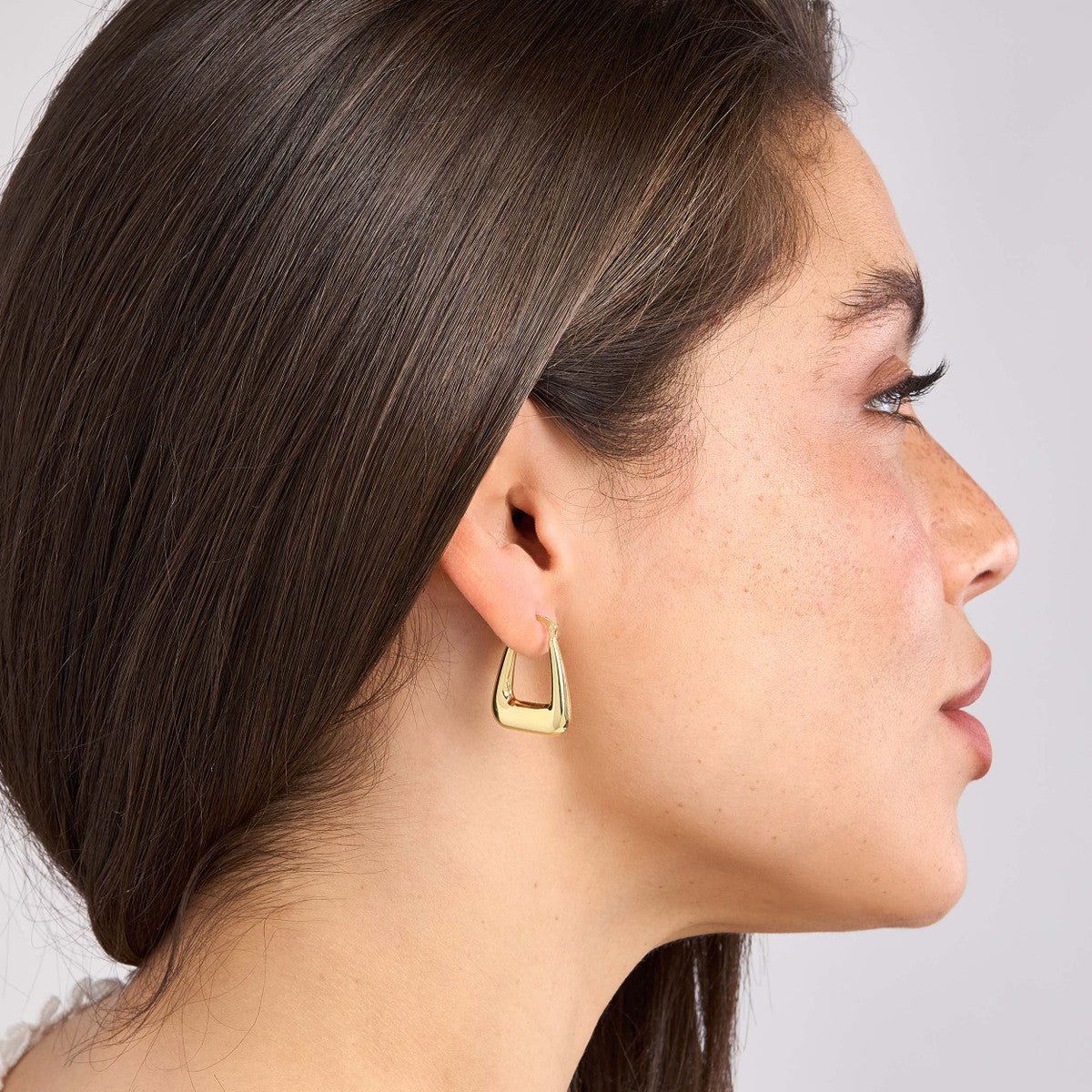 Birmingham Jewelry - 14K Yellow Gold Graduated Square Puff Hoop Earrings - Birmingham Jewelry