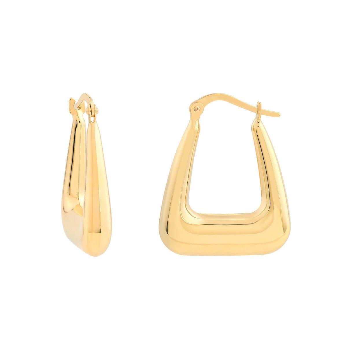 Birmingham Jewelry - 14K Yellow Gold Graduated Square Puff Hoop Earrings - Birmingham Jewelry