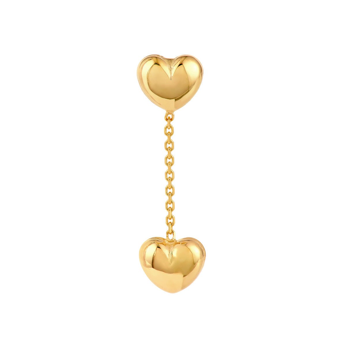 Birmingham Jewelry - 14K Yellow Gold Heart Cable Chain Dangle Earrings - Birmingham Jewelry