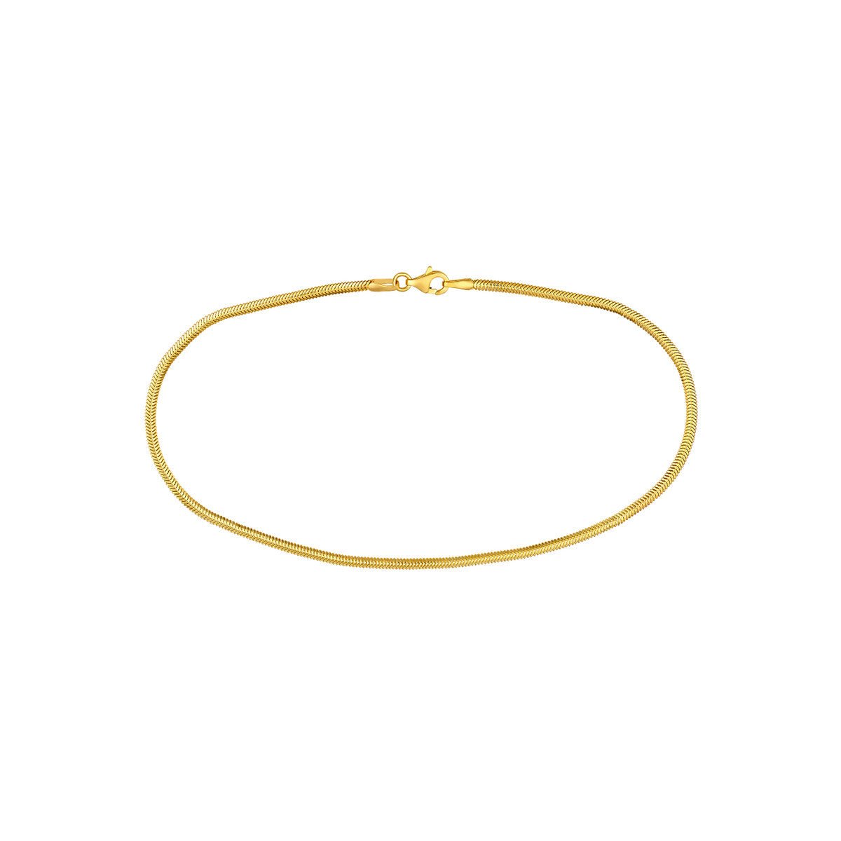 Birmingham Jewelry - 14K Yellow Gold Hollow D/C Snake Anklet - Birmingham Jewelry