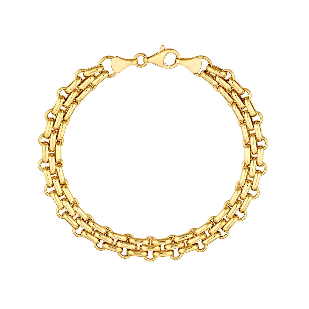 Birmingham Jewelry - 14K Yellow Gold Hollow Fancy Link Chain Bracelet - Birmingham Jewelry