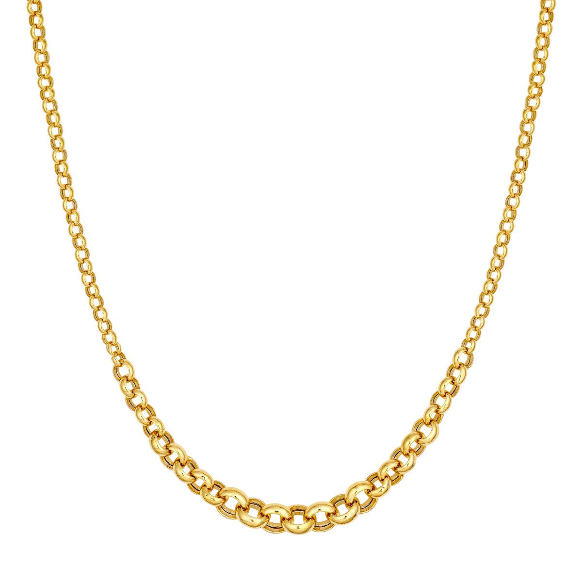 Birmingham Jewelry - 14K Yellow Gold Hollow Graduated Large Rolo Necklace - Birmingham Jewelry