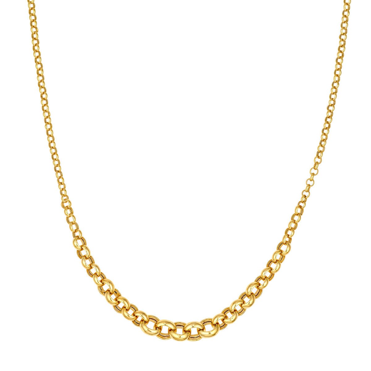 Birmingham Jewelry - 14K Yellow Gold Hollow Graduated Medium Rolo Necklace - Birmingham Jewelry