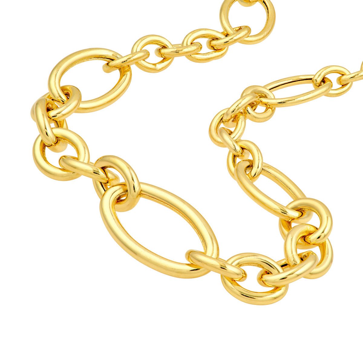 Birmingham Jewelry - 14K Yellow Gold Hollow Graduated Oval Link Chain Necklace - Birmingham Jewelry