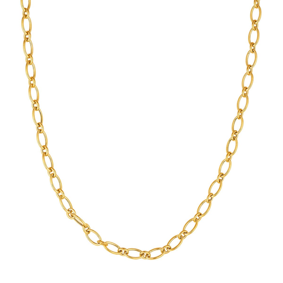 Birmingham Jewelry - 14K Yellow Gold Hollow Oval Link 1+1 Chain Necklace - Birmingham Jewelry
