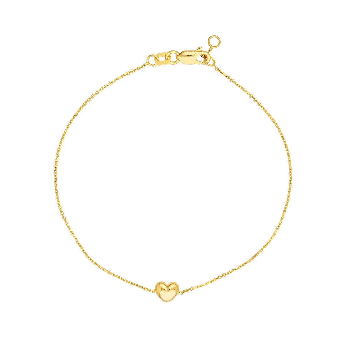 Birmingham Jewelry - 14K Yellow Gold Hollow Puffy Heart Chain Bracelet - Birmingham Jewelry