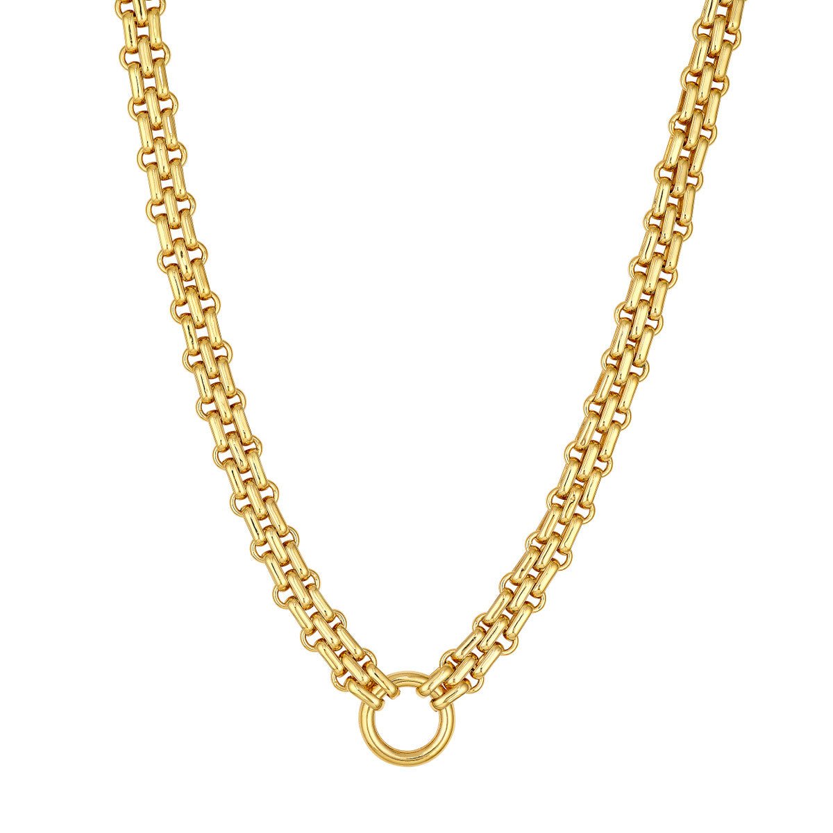 Birmingham Jewelry - 14K Yellow Gold Hollow Railroad Link Necklace - Birmingham Jewelry