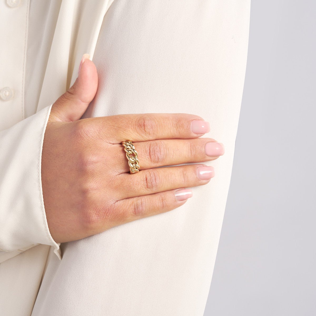 Birmingham Jewelry - 14K Yellow Gold Large Graduated Curb Link Ring - Birmingham Jewelry