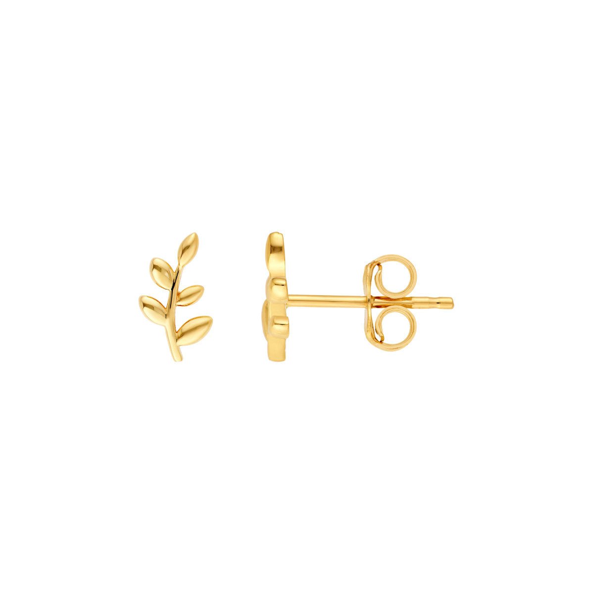 Birmingham Jewelry - 14K Yellow Gold Leaf Branch Stud Earrings - Birmingham Jewelry