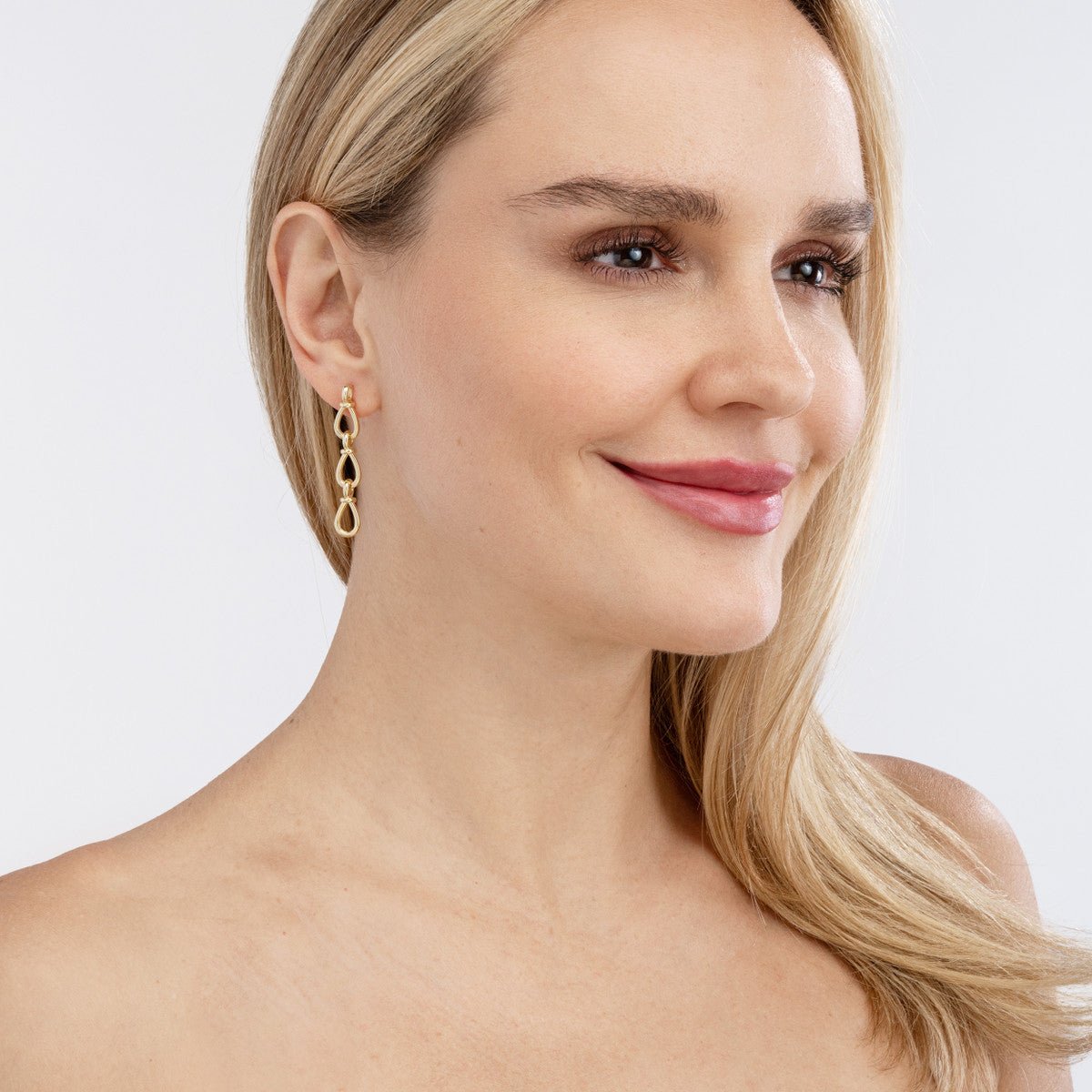 Birmingham Jewelry - 14K Yellow Gold Long Teardrop Link Dangle Earrings - Birmingham Jewelry